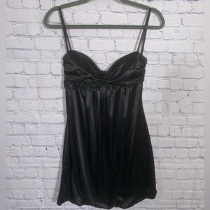 Deb Womens Y2K Slip Dress Babydoll Beaded Black Size M Fairy Grunge Whimsigoth